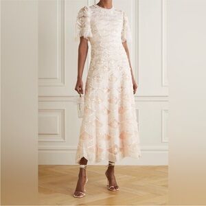 NEEDLE & THREAD WOMENS LUNETTE BLOSSOM ANKLE LENGTH GOWN DRESS SEQUIN TULLE 4